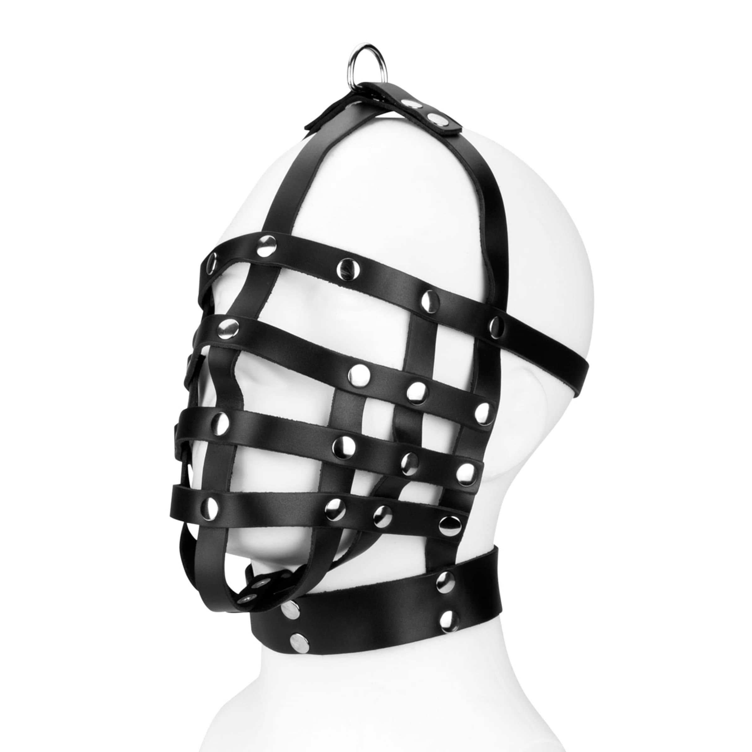 Ledermasker met riemen en ophanging