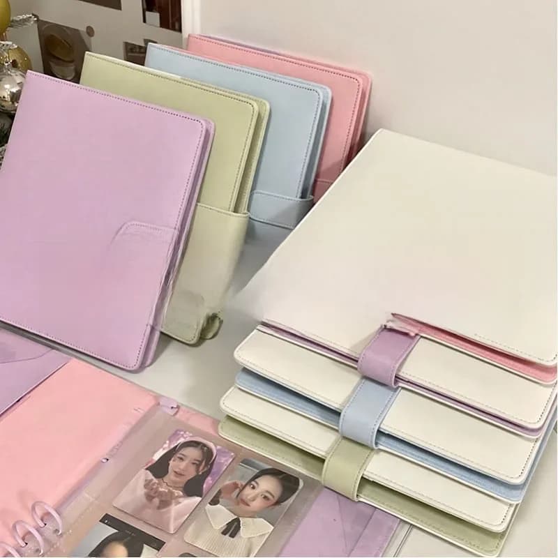 Sharkbang 25mm Ring A5 Colorblock PU Bindmiddel Verzamel Boek Volledige Set Met Boekenkast, 20 stuks Navulhoezen Cadeauset Fotokaarten Album