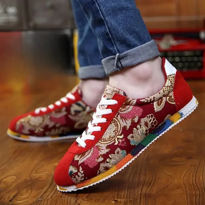 Mode Graffiti Bedrukt Heren Suède Sneakers Rode Hardloopschoenen Heren Joggingschoenen Licht Gym Sneakers Heren Platte Borduurschoenen
