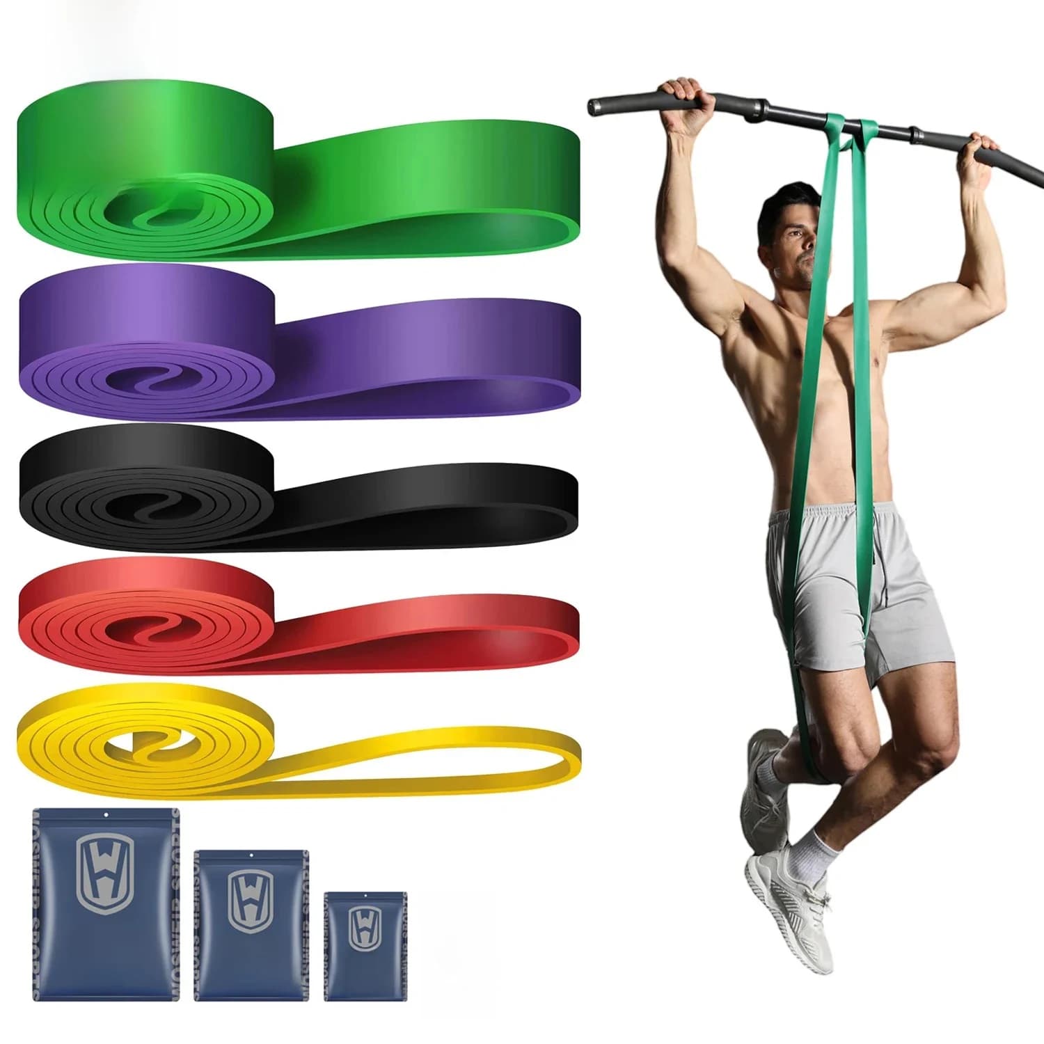 WOSWEIR-elastische training tandvleesweerstandsbanden Gym Home Fitness Expander Yoga Pull Up Assist Rubber Crossfit trainingsapparatuur