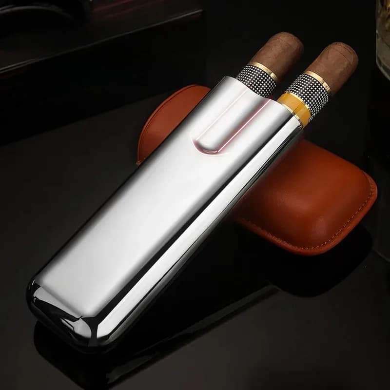 HONEST 2024 sigarenkoker en buizenset van topnerfleer, draagbare reishouder met luxe geschenkdoos voor sigarenbescherming buitenshuis
