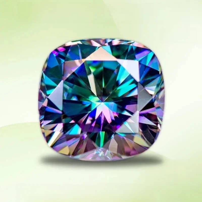 Moissanite steen regenboog groene kleur kussen geslepen Lab gemaakt warmte diamant edelsteen voor vrouwen sieraden maken met certificaat