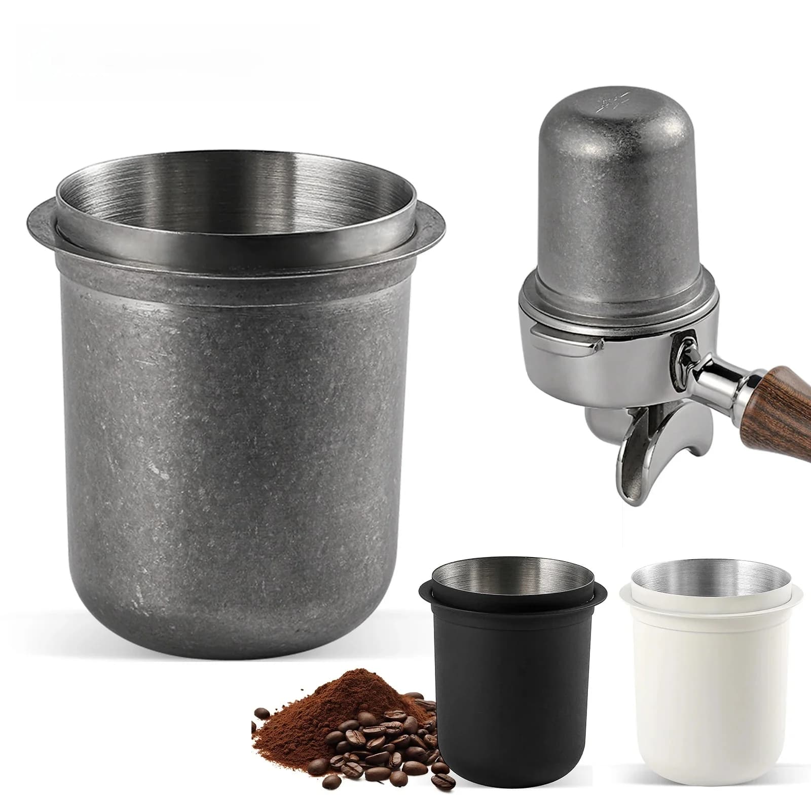 MHW-3BOMBER 58 mm doseerbeker 304 roestvrijstalen koffiedoseerbeker compatibel met 58 mm espressofilters koffieaccessoires
