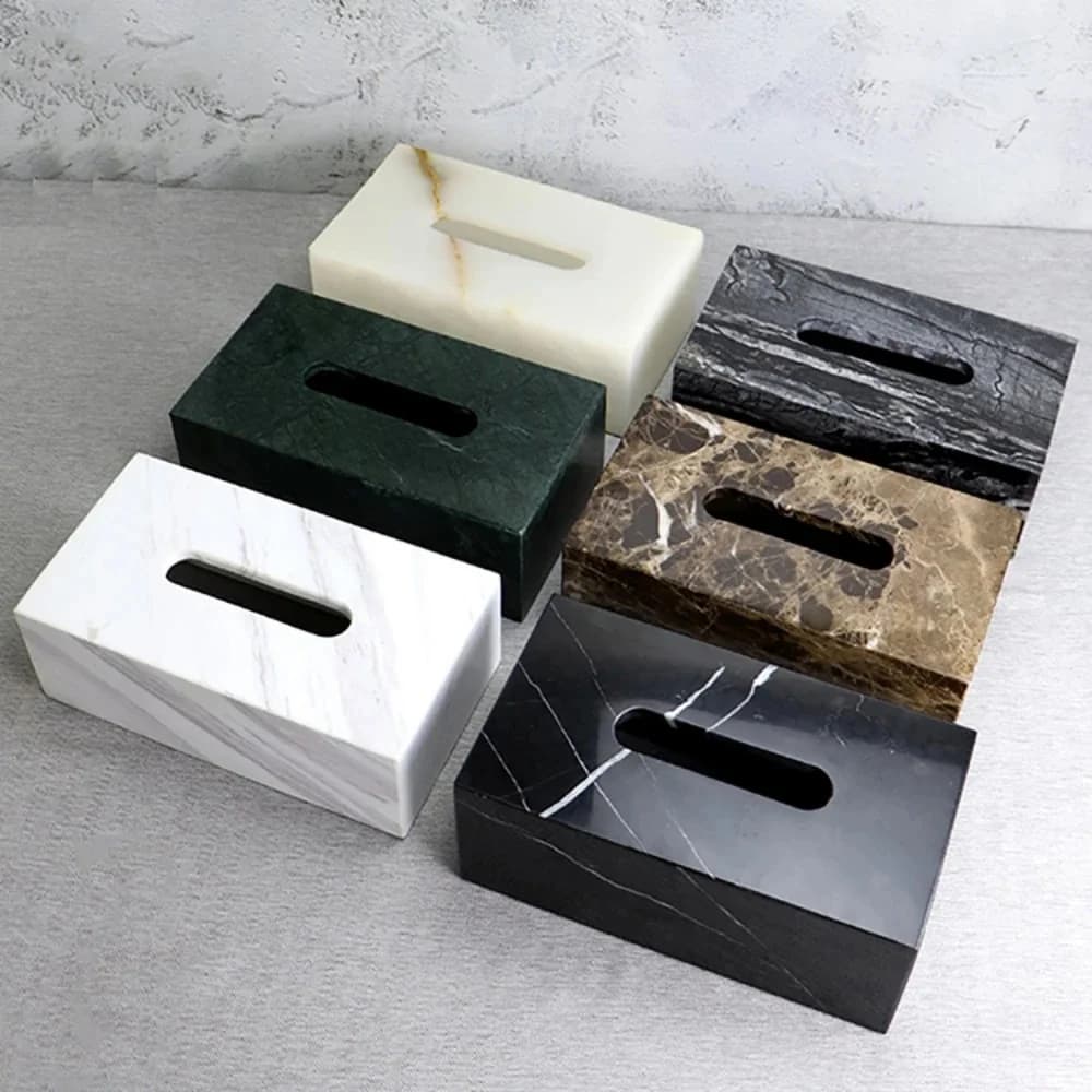 Factory Outlet 25X14X10Cm Cuboid Natuurlijke Marmeren Steen Grote Tissue Doos Opslag Organisatie Case
