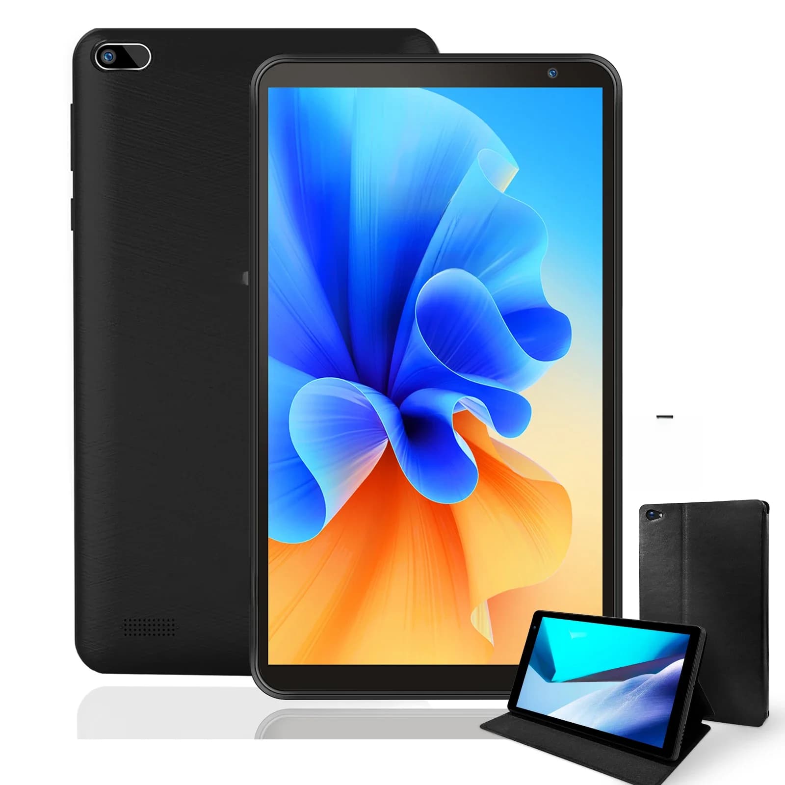 PRITOM 7 Inch Tablet PC 32 GB Android 13 met Quad Core Processor HD IPS Scherm Dubbele Camera WiFi met PU Beschermhoes