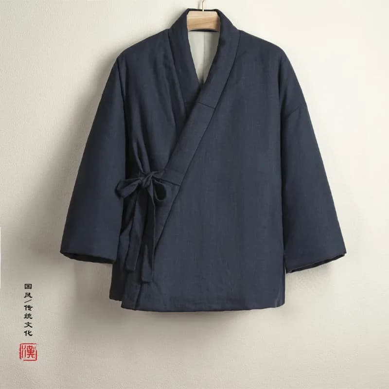 Herfst Winter Chinese Traditionele Katoenen Gewatteerde Jassen Hanfu Heren Kleding Vintage Jas Etnische Stijl Losse Dikke Parkas Jas