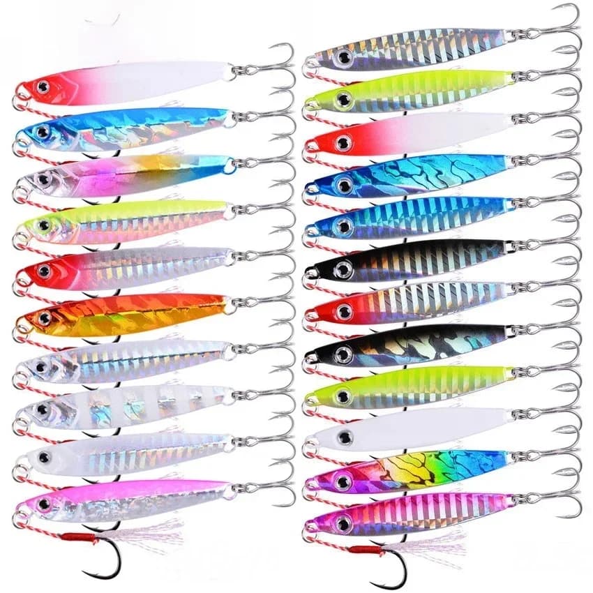 22PCS Metal Cast Jig Lepel Vissen Lokt Set 7g 10g 17g 21g 28g 30g 40g Casting Jigging Vis Zeebaars Vissen Lokt Visgerei