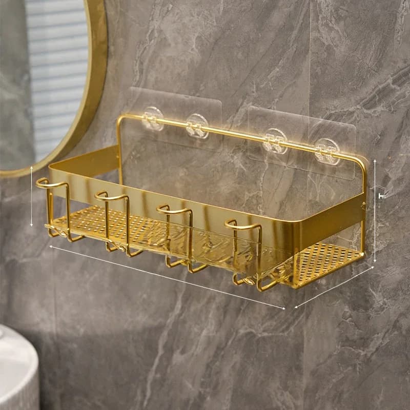 Gouden tandenborstelhouder, aan de wand gemonteerde tandenborstel- en mondwaterbekerhouder voor de badkamer, badkameraccessoires, badkamerplanken