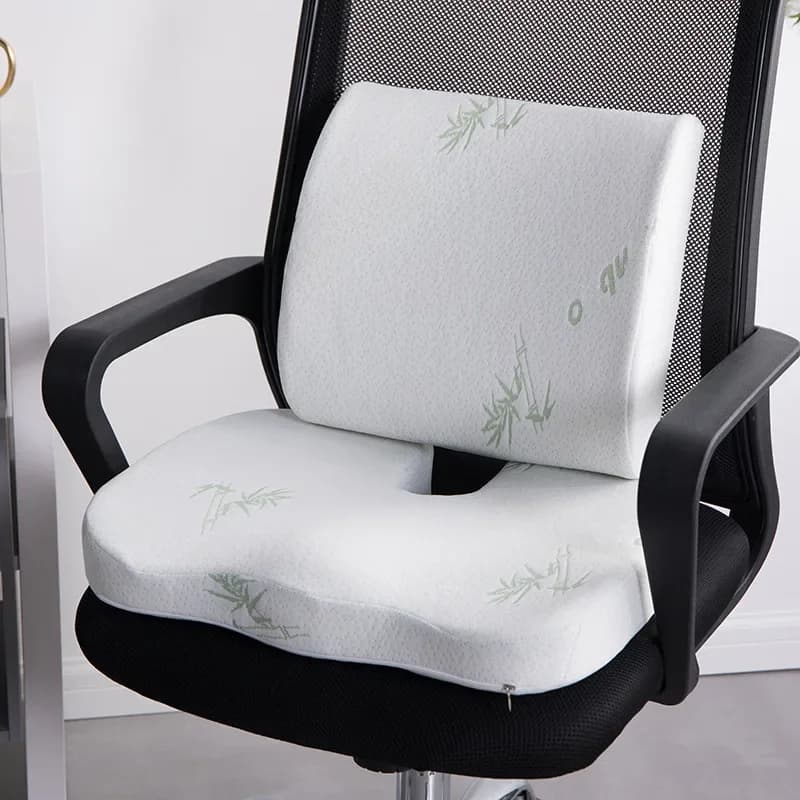 2 In 1 Bamboevezel Memory Foam Zitkussen Rugkussen Trage Rebound Taille Ondersteuning Set Voor Home Office Gezondheid zorg Stoel Pad