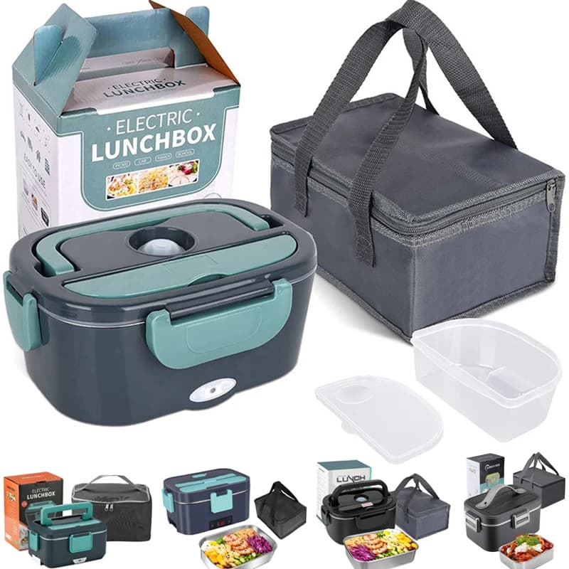 2-in-1 elektrische lunchbox lekvrije draagbare voedselverwarmer 1,5/2/2,5 L magnetron bento lunchbox met roestvrijstalen container