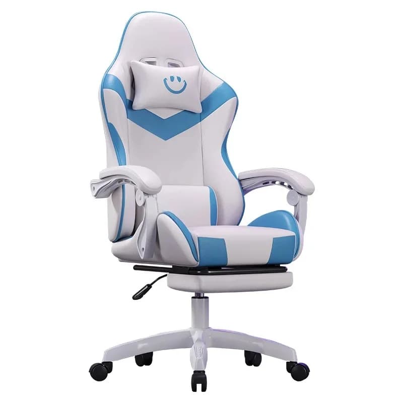 Gamingstoel voor ergonomisch bureau, race- en kantoorstoel, verstelbare hoge rugleuning, draaibare lederen stoel met lendensteun en hoofdsteun