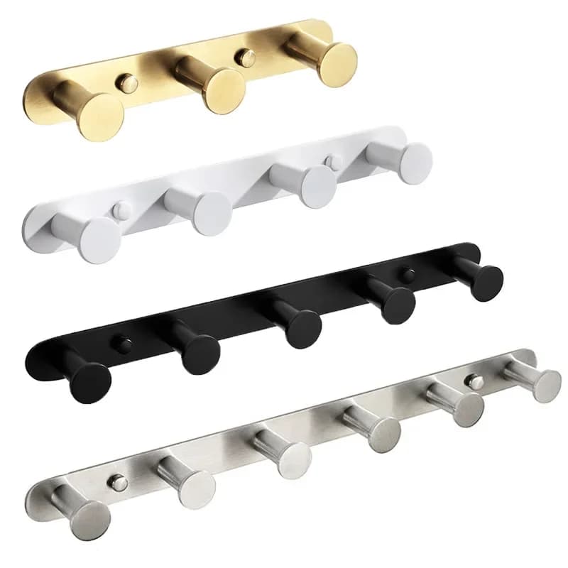 Geborsteld Goud/Wit/Mat Zwart Roestvrij Stalen Haken Badkamer Accessoires Wandmontage Ronde Robe Hook 3-8 Haken