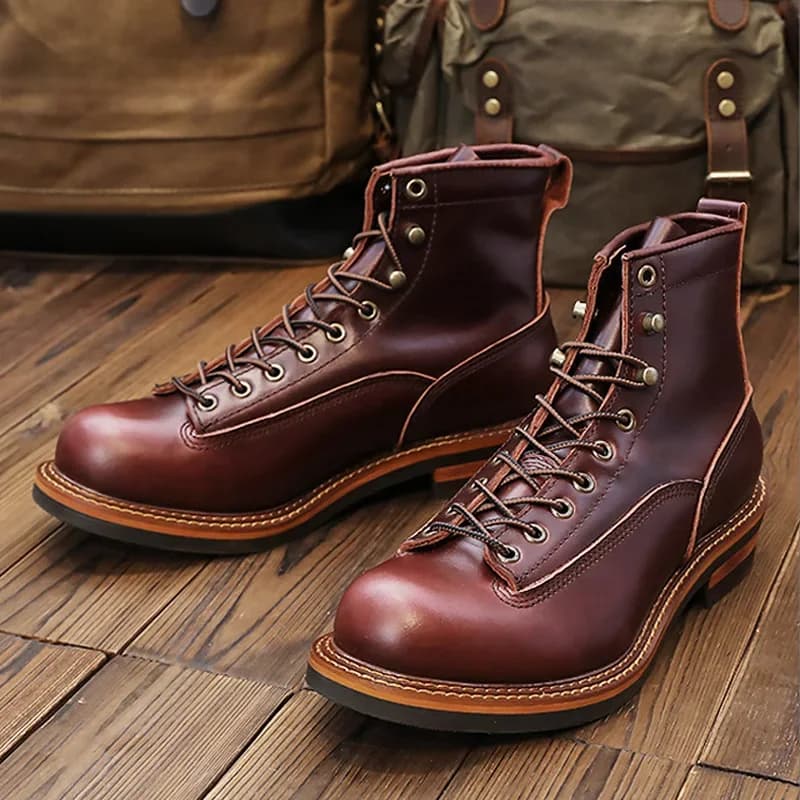 KOWM Wandelschoenen heren wandelschoenen Britse koeienhuid hoge motorlaarzen enkel casual sneakers trekkingschoenen dikke zolen