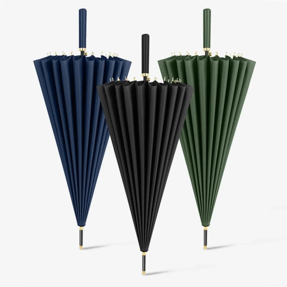 Automatische 24 Bone Paraplu's Mode Effen Kleur Versterking Winddichte Parasols All-Weather Paraplu's Voor Regenachtige Dagen