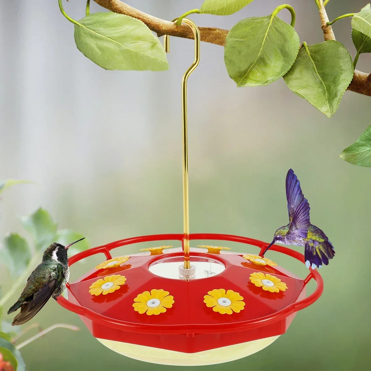 Kolibrievoeder met 8-voeding Hangende vogelvoeder Mieren- en bijenbestendige kolibrievoeder in bloemvorm voor tuin buiten