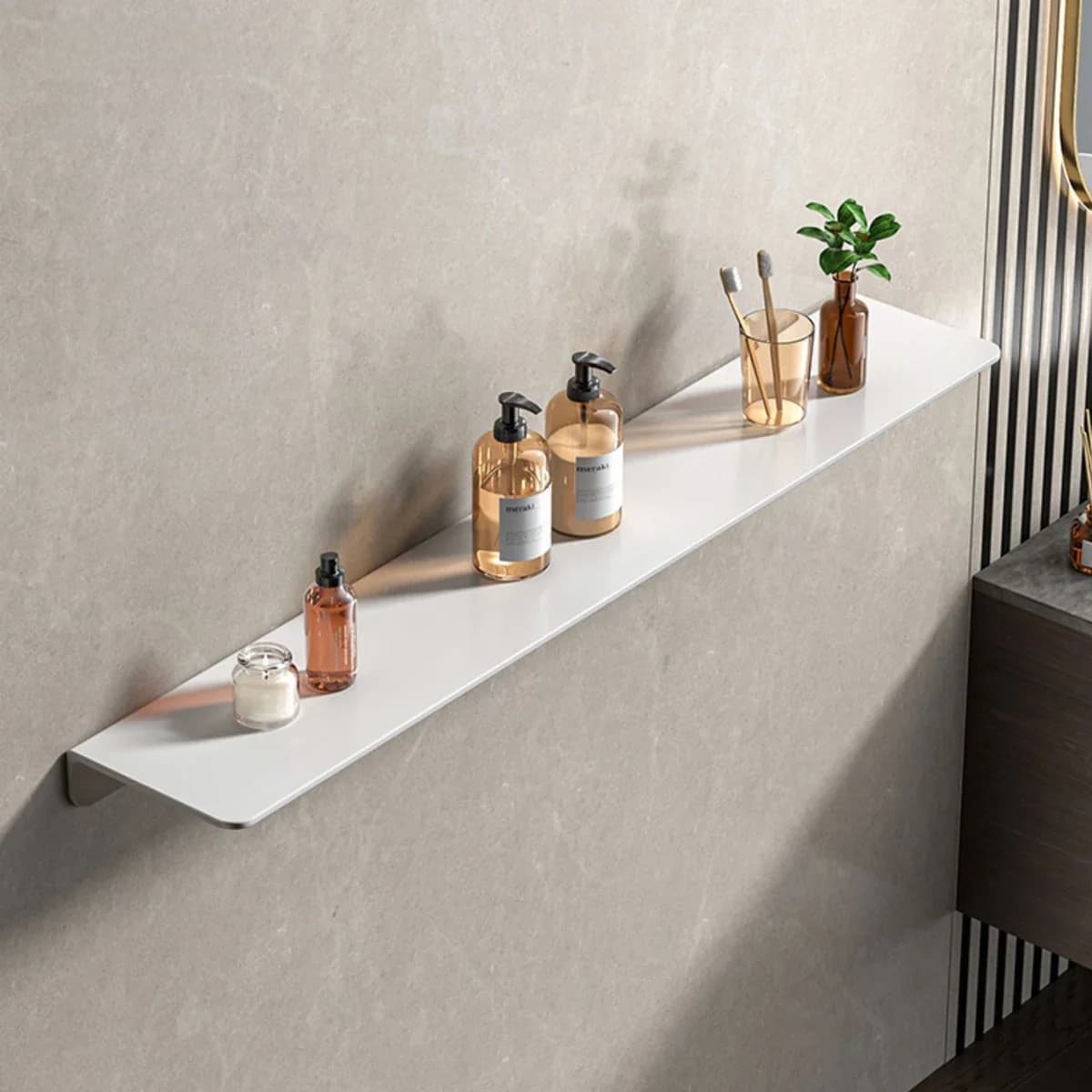 kleine metalen wand zwevende plank - metalen wandplank, zwarte zwevende plank, kleine badkamerplank, displayplanken voor wandopslag