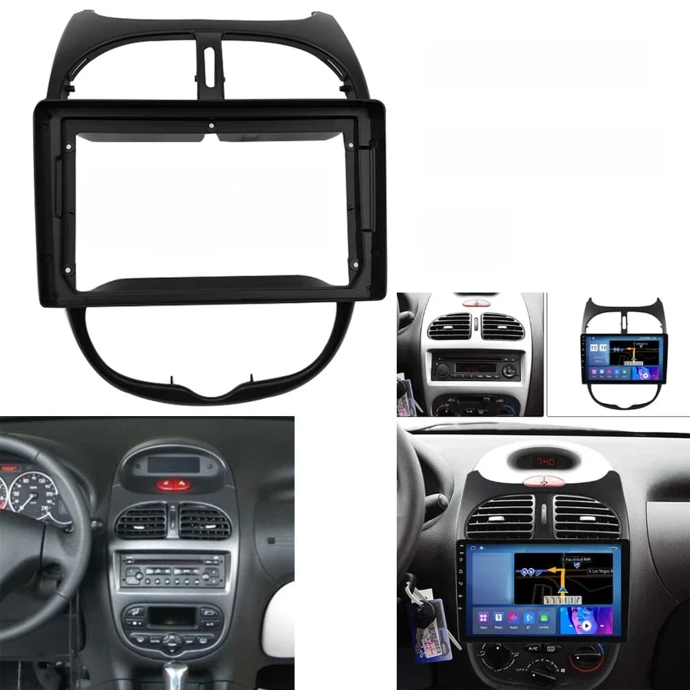 Wqlsk 9 inch 2 din auto dashboard frame auto dvd frame radiopaneel frame navigatie paneel voor peugeot 206 2000-2010 2 din android