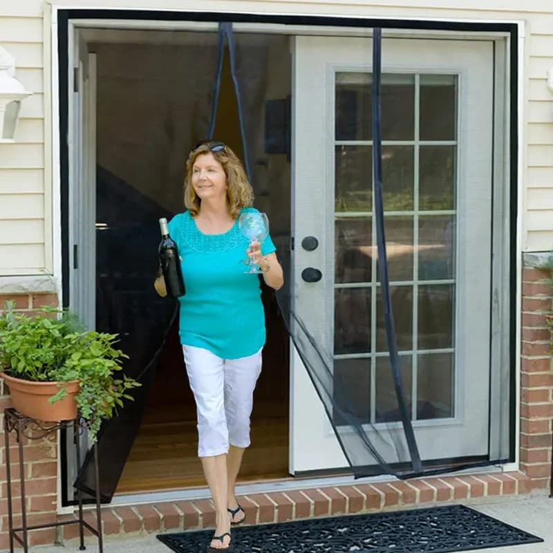 DTGJ magnetische gordijn muskietennet custom size zomer zwart insect net automatisch sluitgordijn geschikt voor glazen deuren, woonkamer dubbele