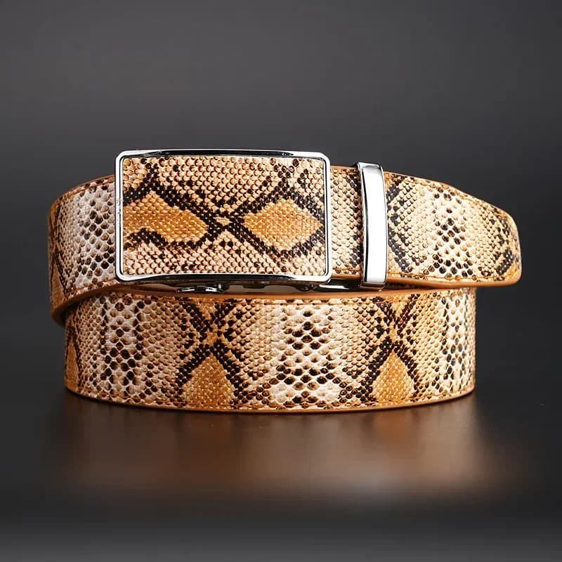 Heren Riem Snake Lederen Automatische Gesp Koeienhuid Lederen Riem Koreaanse Business Designer Riem