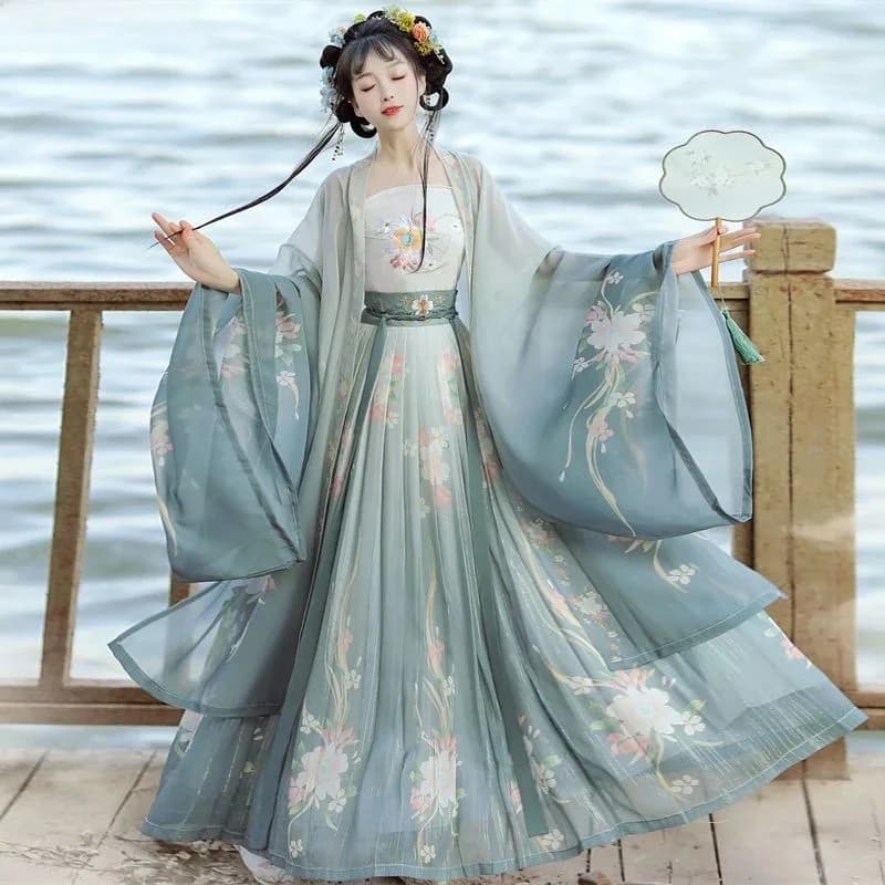 Traditionele vrouwen Song-dynastie Borduren Gradiënt Hanfu Jurk Oude Chinese Stijl Toneelkostuum Dans Hanfu Prinses Jurk