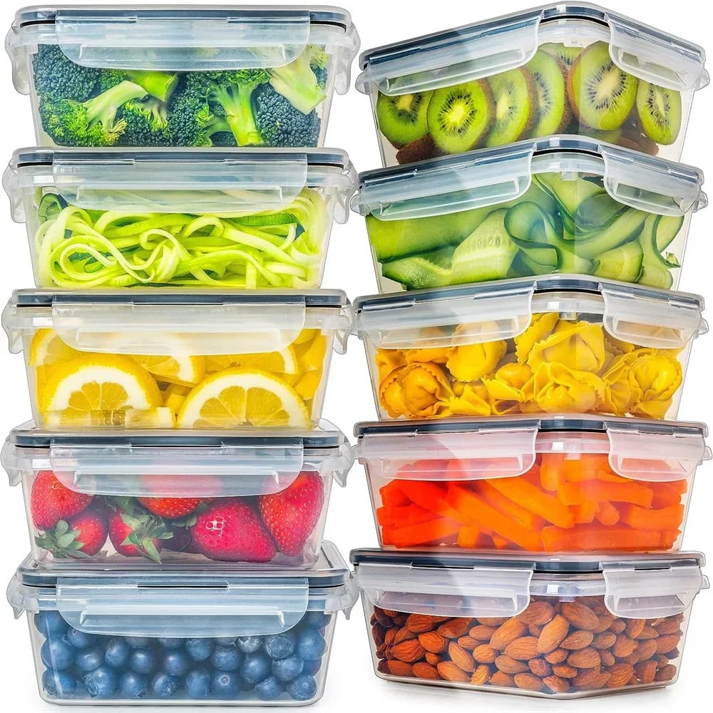 Keuken Voedselcontainers Set, Magnetron Vaatwasmachinebestendig BPA GRATIS 10st 840ML Containers Set Met 10 stickers en Marker