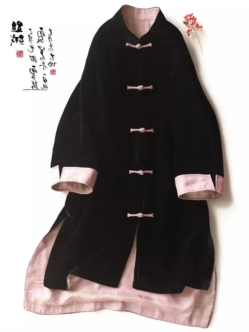 High End Ontwerp Chinese Nationale Stijl Top Voor Vrouwen 2024 Lente Herfst Verbeterde Tang Kleding Fluwelen Jasje Lange Jas Z4955