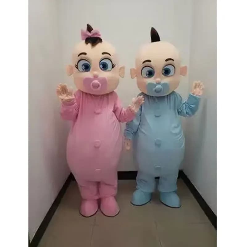 Schattige baby mascotte kostuum cartoon jongen en meisje mascotte kleding verjaardagsfeestje volwassen wandelset mooie baby dressing pluche