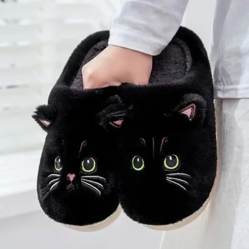 Winter Thuis Slippers Vrouwen Schoenen Leuke Cartoon Kat Slippers Mannen Warme Pluche Slides Indoor Slaapkamer Antislip Vloer Slipper