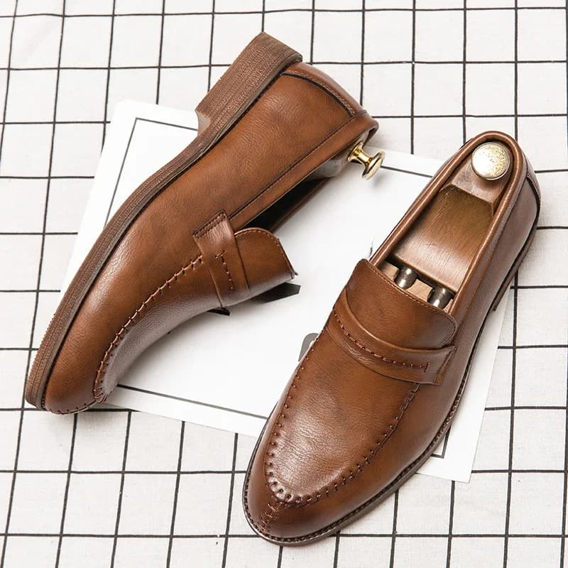 Heren Loafers Zakelijke Jurk Leren Schoenen Heren Merk Bruin Oxford Schoenen Hoge Kwaliteit Zachte Platte Casual Schoenen Mocassin Homme
