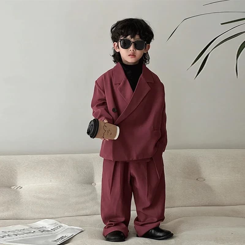 Tiener Jongens Pak Mode Losse Blazer Broek Twee Stukken Casual School Kinderen Kleding Set 8 10 Jaar Kind Piano Uniform Meisjes Kostuum