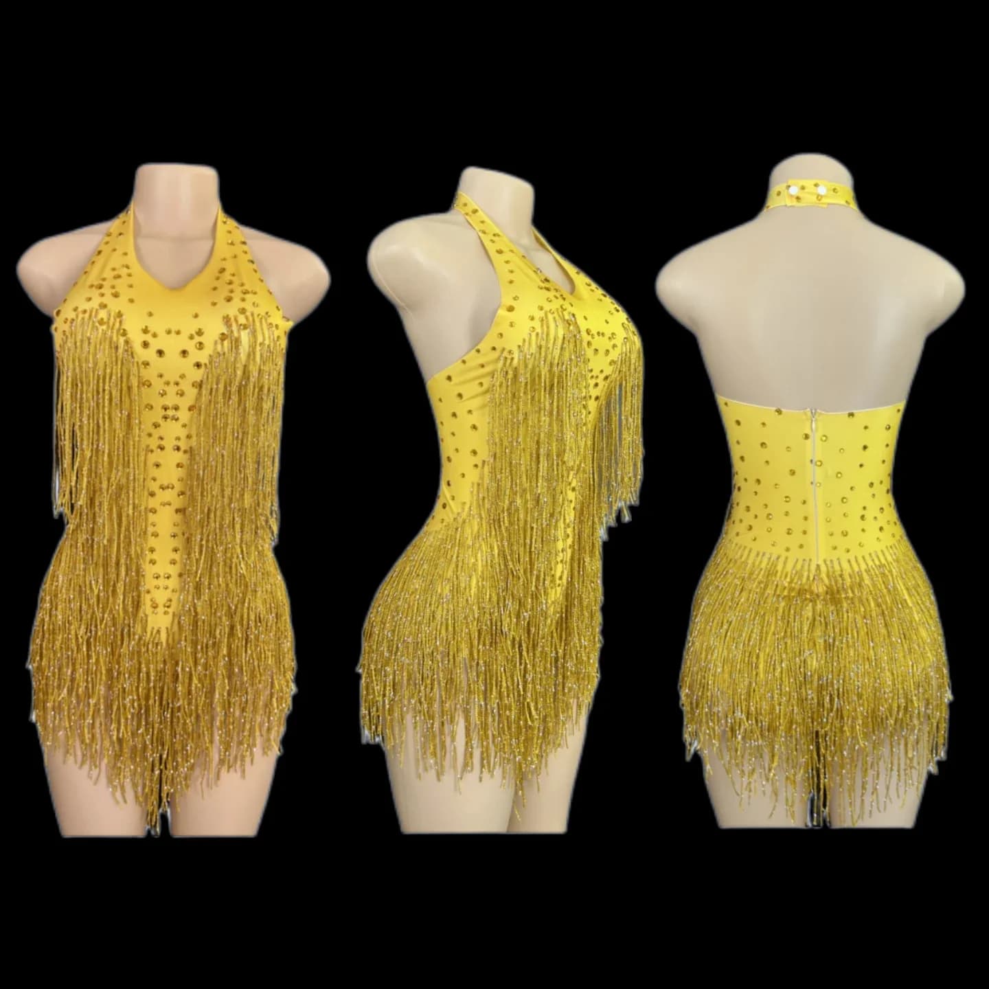 Sprankelende Steentjes Bodysuit Met Franjes Womenvightclub Party Dance Kostuum Podiumkleding Sexykwastje Turnpakje 7G