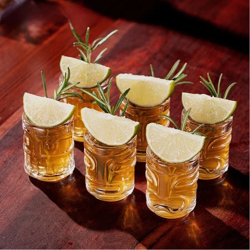 Creatieve Mini Tiki Glazen Cup Shot Glazen Stapelbekers Cocktail Glazen Tiki Cup Set Met 6 Holes Lade Tiki Bar Accessoires