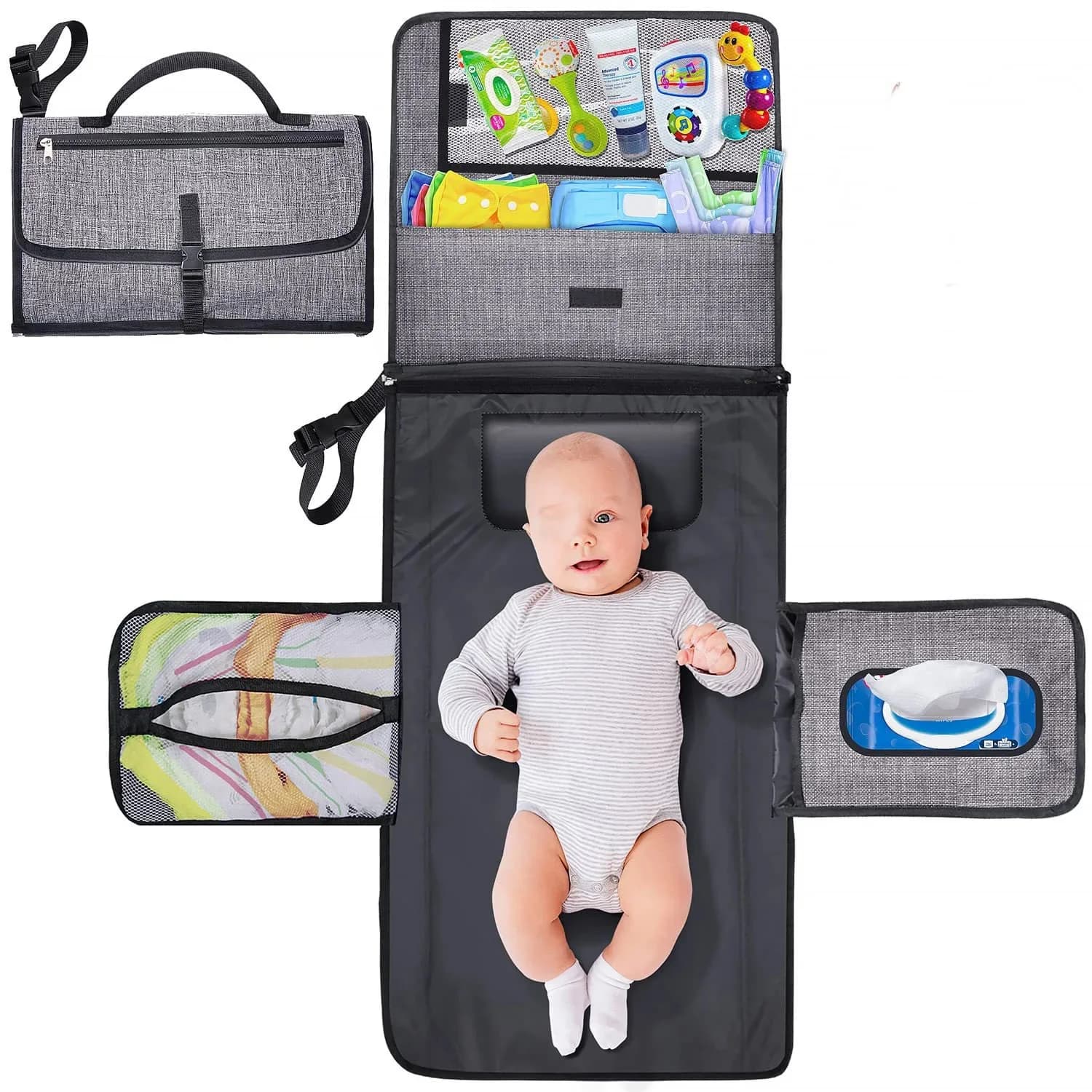 Opvouwbare babyluier verschoningsmat waterdichte pasgeboren luiermat draagbare peuter verschoningskussen duurzame Oxford babyluier tas
