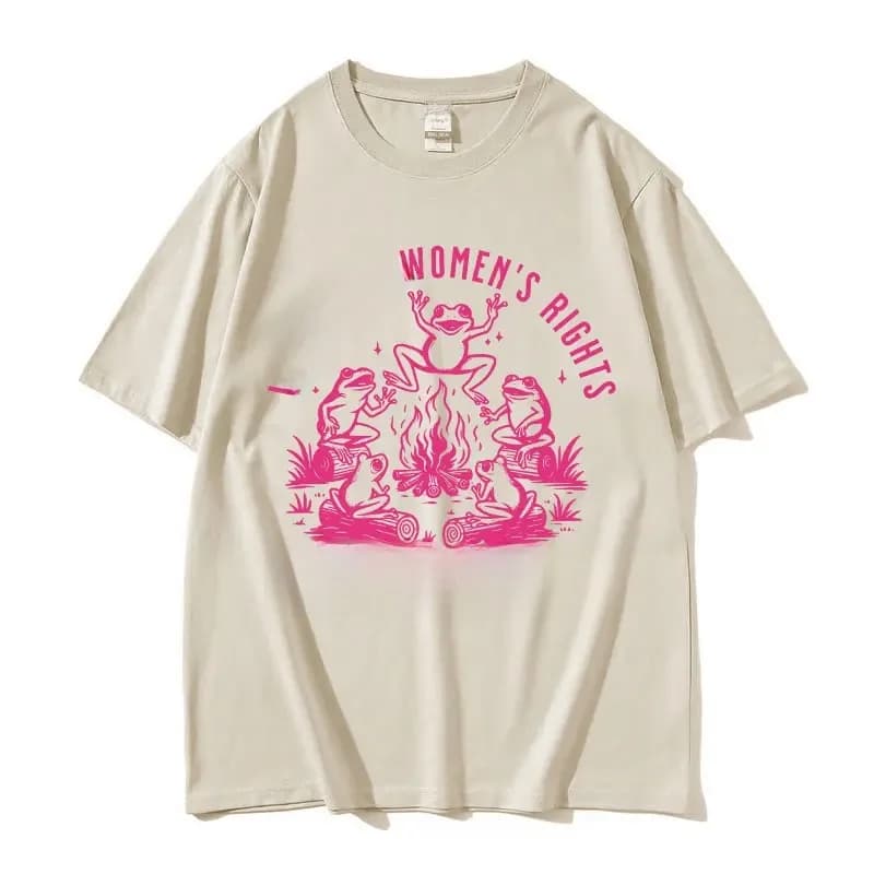 Ik Steun Vrouwenrechten En Onrecht Kikker Grappige Meme T Shirts Mannen Vrouwen Retro Hals Mode Oversized Katoen T-Shirt Zomer Tops