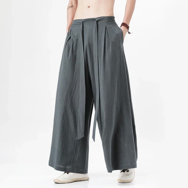 2023 Chinese Stijl Harajuku Linnen Katoen Linnen Broek Man Japanse Kimono Broek Mannelijke Streetwear Zomer Retro Wijde Pijpen Broek