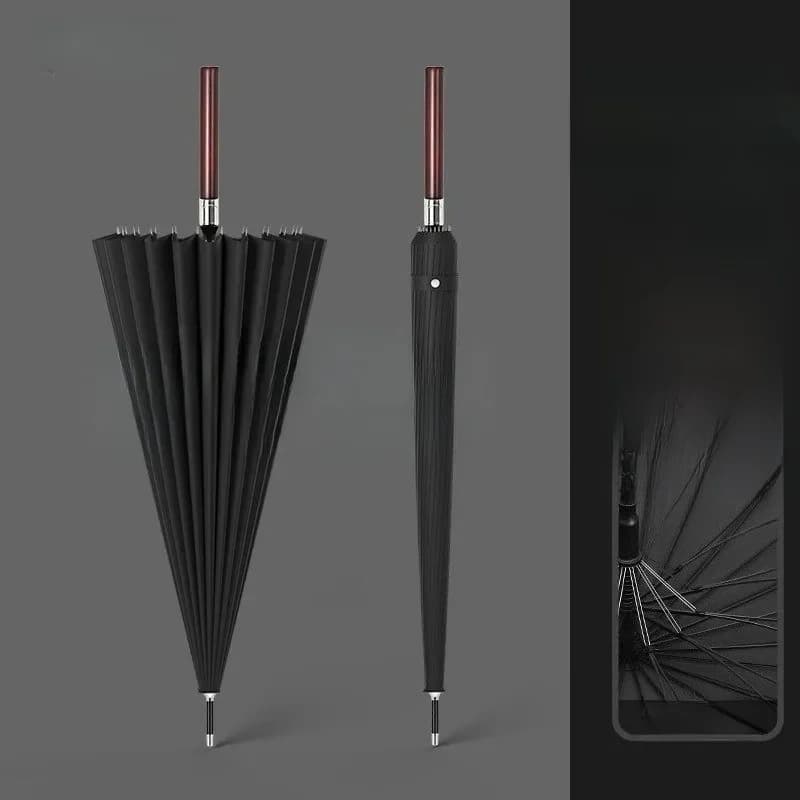 24-Bone Fiber Lotus Bone Houten Handvat Paraplu Heren Hoogwaardige Business Verdikte Sterke Rechte Lange Steel Paraplu