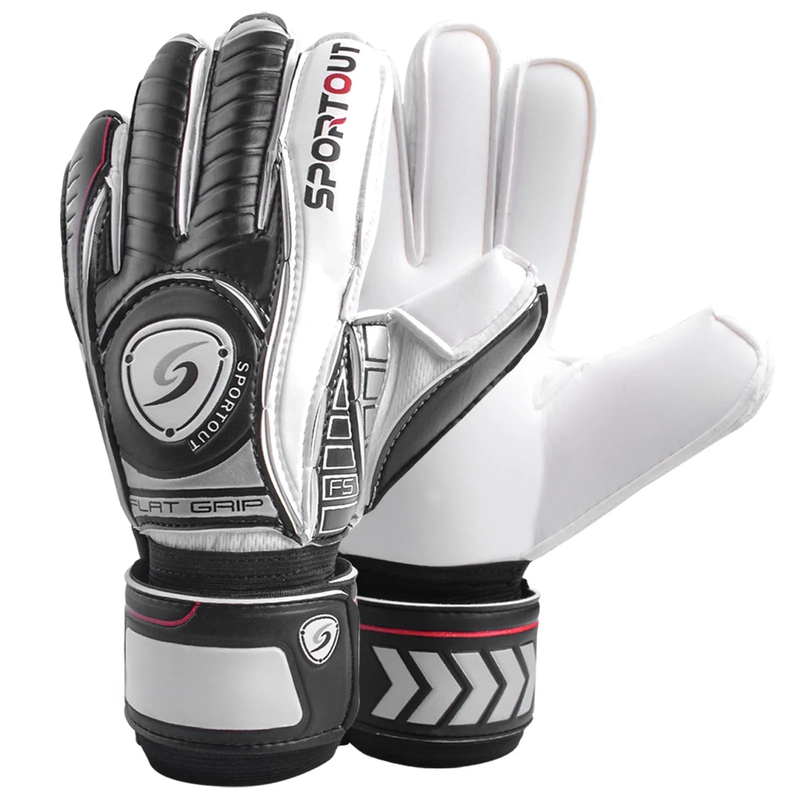Sportout keepershandschoenen, keepershandschoenen met Fingersave, voetbalhandschoenen, ademende voetbal keepershandschoenen, 4 mm latex, voor kinderen