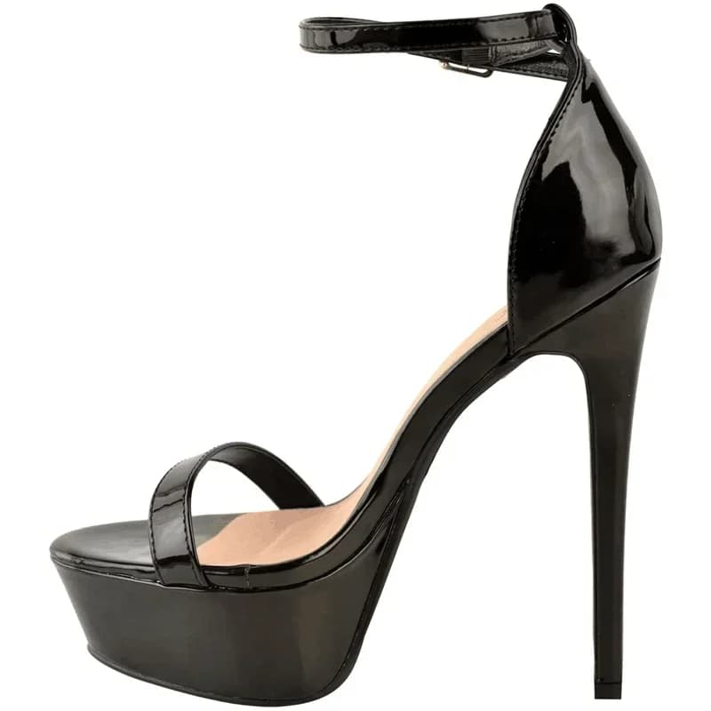 Vrouwen Sandalen Sexy Open Tenen 14 Cm Avondmaal Flash Hoge Hakken Lakleer Nachtclub Platform Party Rode Bruiloft Schoenen Plus maat 44