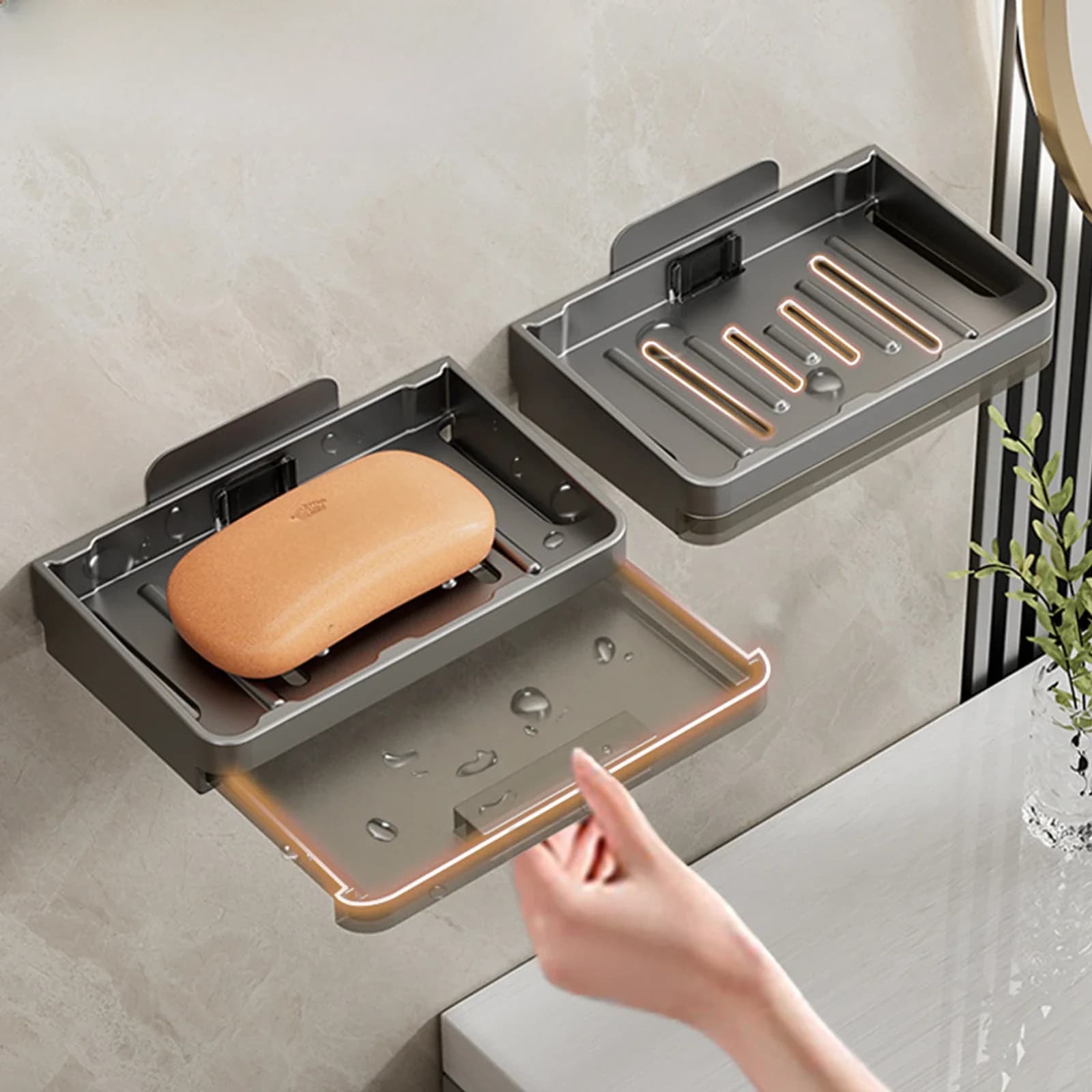 Opbergrek Muur Zeepbakje voor Badkamer Case Zeepkist Schotel Opslag Plaat Afvoer Zeepkist Zeephouder Badkamer Accessoires