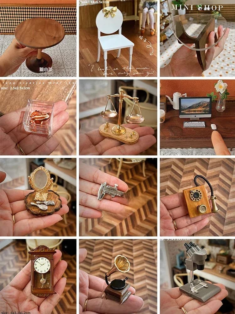 Miniatuur poppenhuismeubilair Mini wetenschapper Werkbank Bureau Studio Scène Schooldingen Boekenplank Poppenhuisaccessoires