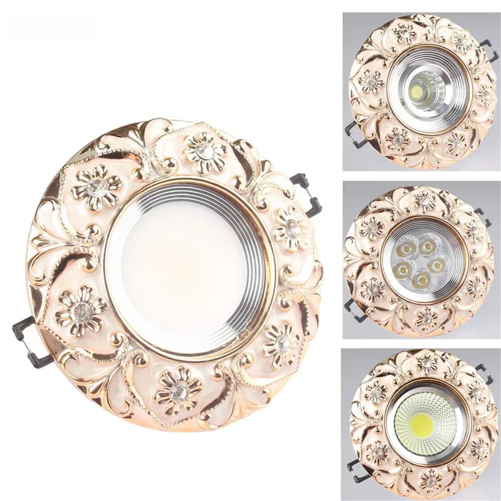 Europese Stijl Hars Kant Diamant Led Cob Plafondlamp 5W 7W 110V 220V Voor Hal Woonkamer kamer Interieur Loft Inbouwspot