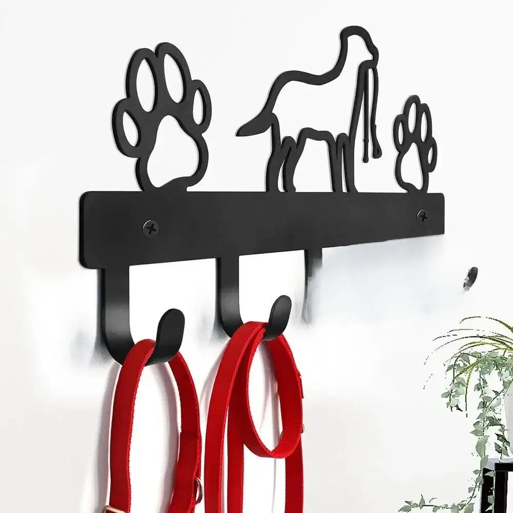 Metalen poot hond hanger 5-haken jas sleutel lood riem wandrek houder organisator, handdoekenrek, organisator, opbergrek, ijzeren kunst