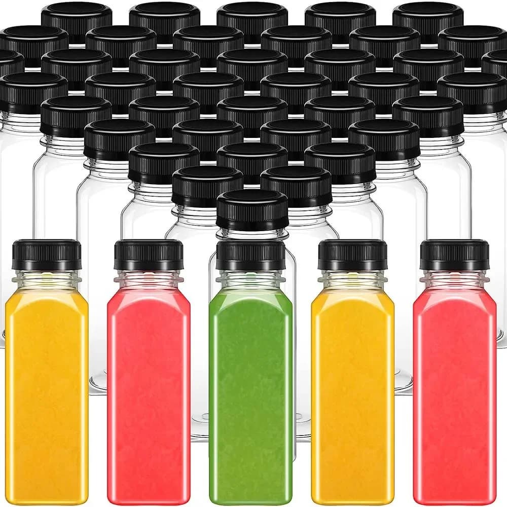 Plastic sapflessen met doppen Drankcontainers Bulk lege herbruikbare doorzichtige flessen PET-plastic flessen voor melksap smoothie