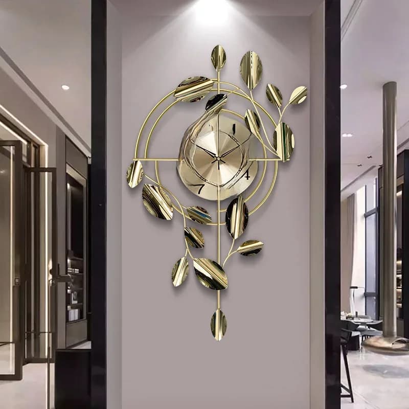 Metaal Bladgoud Wandklok Nordic Licht Luxe Decoratie Wandhorloge Sweep Seconden Stil Nummer Grote Klok Woonaccessoires
