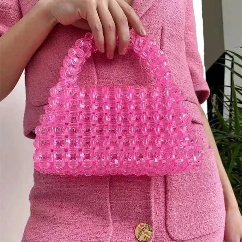 Parel Zak Clear Acryl Kristal Kraal Doos Bakken Designer Merk Handtas Vrouwen Handgemaakte Zomer Party Kleine Emmer Purse