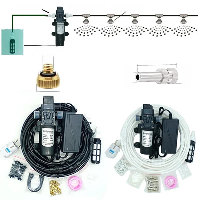 Tuin Water Mist Spray Elektrische Membraanpomp Kit Kas Irrigatie Outdoor Verneveling Koelsysteem 6-18M