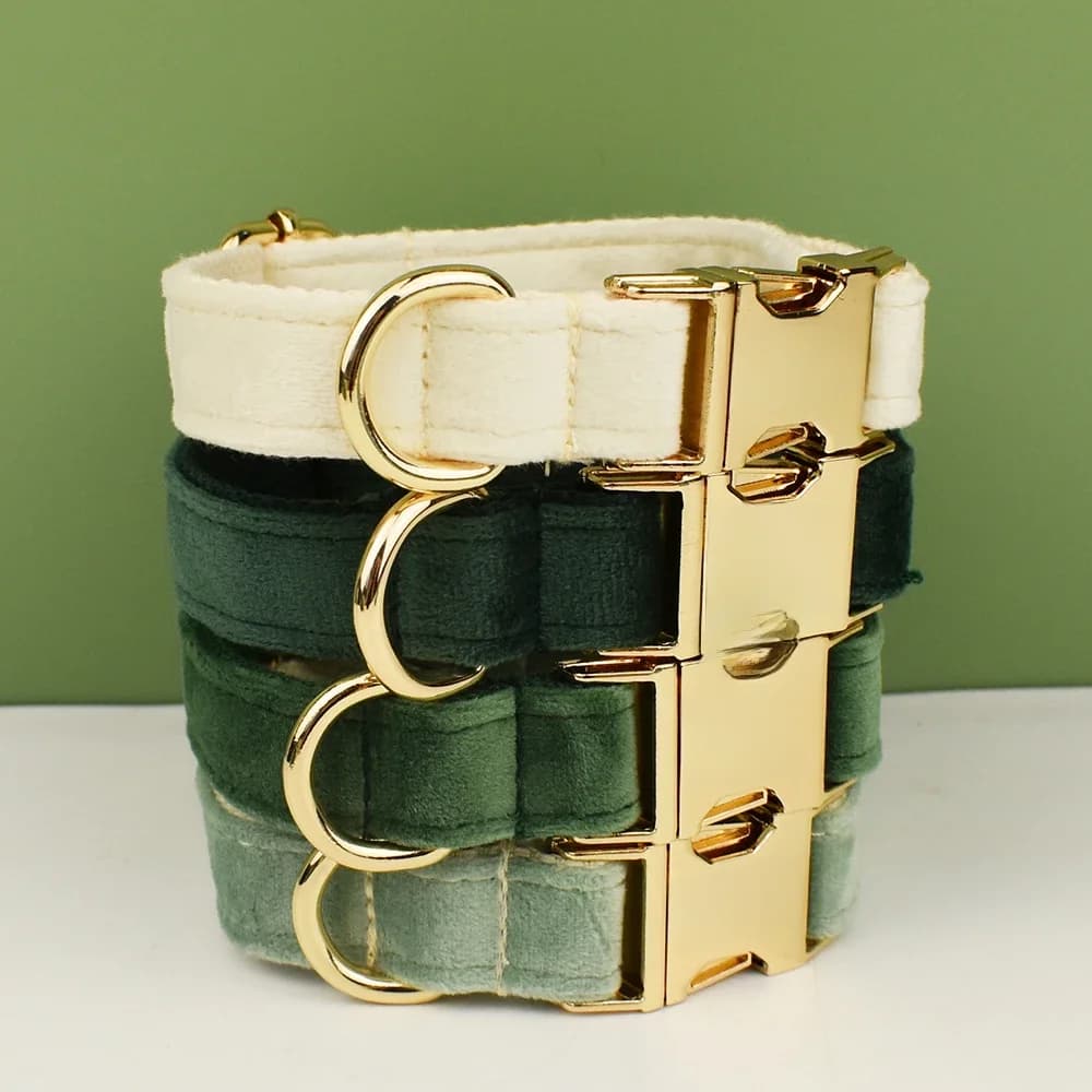 Fluwelen verstelbare hondenhalsband en -riem, gouden hondenhalsband en riemset, hondenhalsband, riem en tuigje set, sterke set voor grote honden