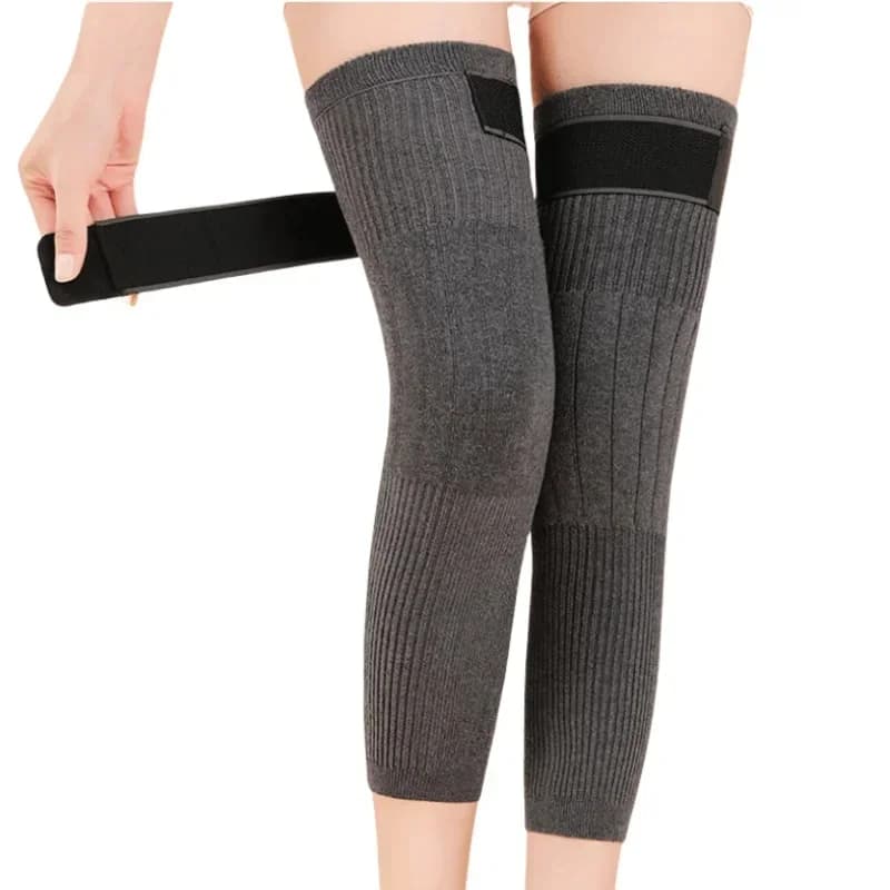 1 paar Thermische Knie Mouw Antislip Elastische Wol Kasjmier Kniebrace Ondersteuning Protector Knie Warmer Pads Legging Kousen Wraps