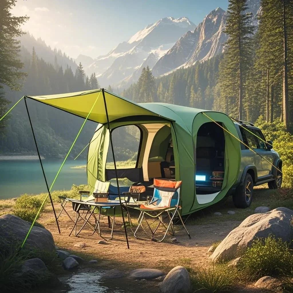 Automatische achtertent voor auto, achterkleptent voor auto, opklapbare achtertent voor auto, SUV tenten, autotenten voor campers, multifunctionele