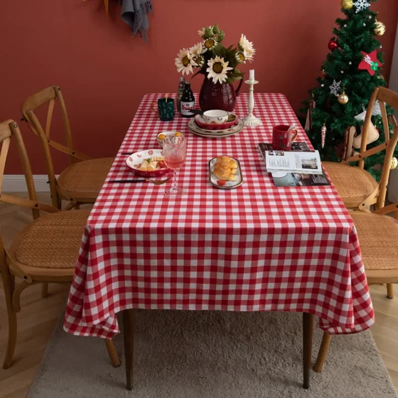 Rood Groen Plaid Tafelkleed Katoen Christmas Party Rechthoek Tafelkleed Eettafel Cover Voor Picknick Bbq Home Decor Schoorsteenmantel Mesa